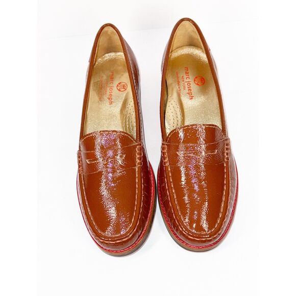 Marc Joseph East Village Leather Penny Loafer NEW Size 7.5 Patent Cognac Brown - Picture 5 of 16